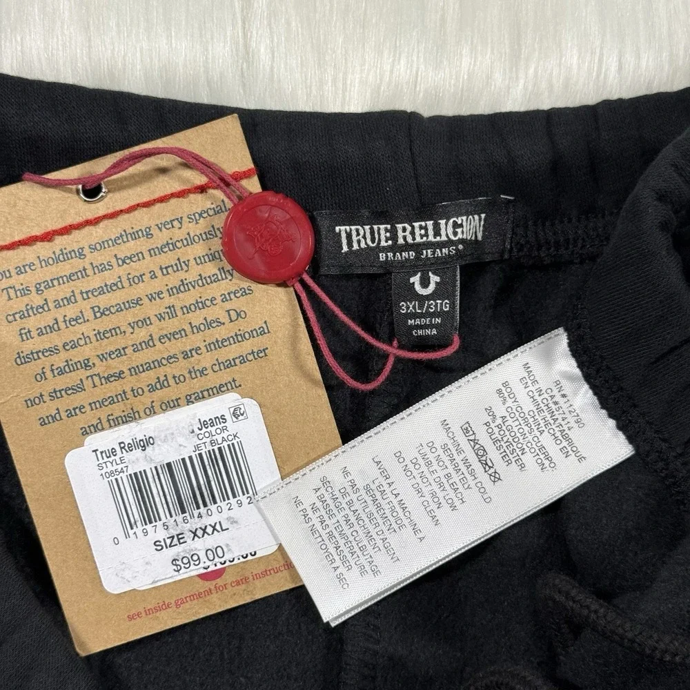 True Religion Men's Size XXXL Black Exaggerated Icon Jogger Pants‎